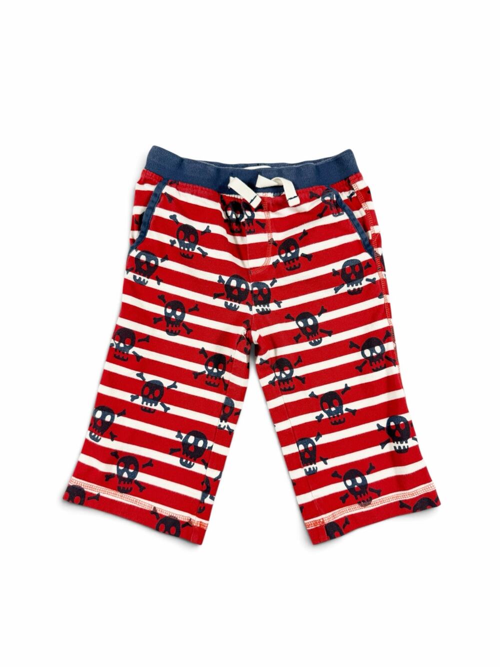 Mini Boden Skull Crossbones Striped Jersey Baggies Shorts Red Boys Size 8